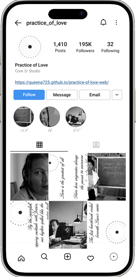 Practice of Love mobile interface
